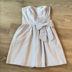 Lilly Pulitzers blue seersucker strapless dress